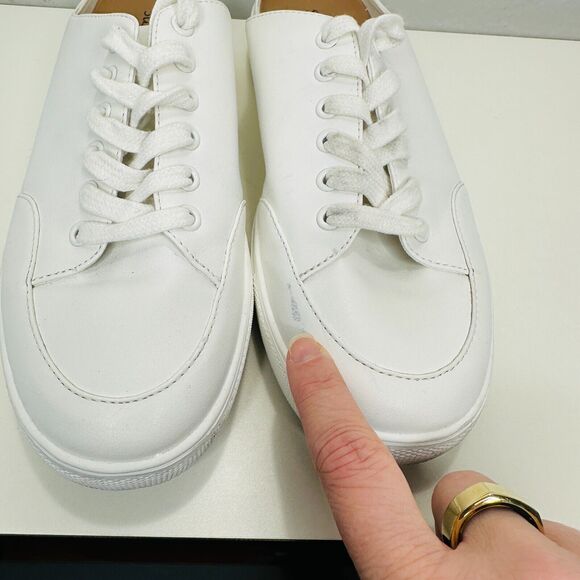 Susina White Leatherette Brynlee Closed Toe Slide-In Casual Mule Sneakers 9 - Picture 4 of 14